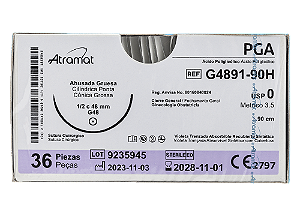 G4891-90H | Fio Sutura PGA 0 AG Cilíndrica 1/2 Circ. 48 mm