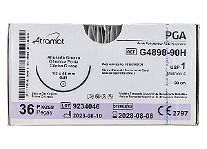G4898-90H | Fio Sutura PGA 1 AG Cilíndrica 1/2 Circ. 48 mm