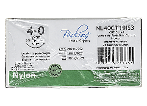 NL40CT19IS3 | Fio Sutura Nylon Incolor 4-0 AG Triang. 3/8 19 mm