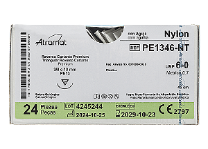 PE1645-NT | Fio Sutura Nylon 5-0 AG Triang. 3/8 16 mm - Plástica