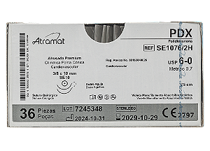 SE1076/2H | Fio Sutura Polidioxanona / PDX  6-0 2 x AG Cilíndrica - Cardiovascular 1/2 10 mm
