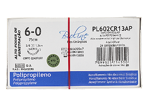 PL602CR13AP | Fio Sutura Polipropileno 6-0 2x AG Circ. Cil. 13 mm - Cardiovascular