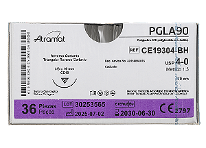 CE19304-BH | Fio Sutura Poliglactina 910 4-0 AG Trinagular 3/8 Circ. 19 mm