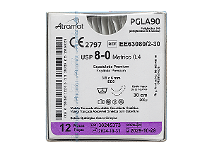 EE63080/2-30 | Fio Sutura Poliglactina 910 8-0 2x AG Espátula 3/8 6 mm - Oftalmologia