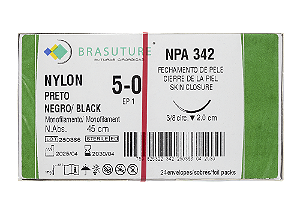 NPA342 | Fio Sutura Nylon 5-0 AG Triang. 3/8 20 mm