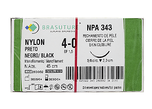 NPA343 | Fio Sutura Nylon 4-0 AG Triang. 3/8 20 mm