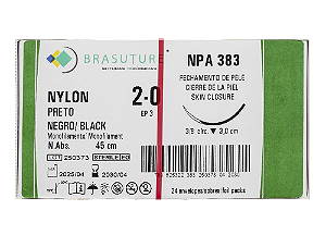 NPA383 | Fio Sutura Nylon 2-0 AG Triang. 3/8 30 mm