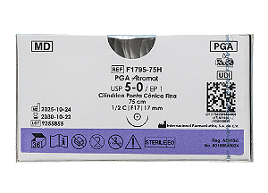 F1795-75H | Fio Sutura PGA 5-0 AG Cilíndrica 1/2 17 mm - Urologia