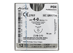 SR1774 | Fio Sutura PDX Atramat 4-0 AG Cil. 1/2 Circ. 17 mm