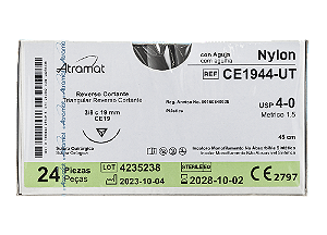 CE1944-UT | Fio Sutura Nylon Incolor 4-0 AG Triang. 3/8 19 mm