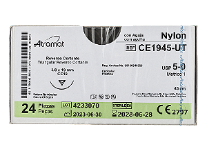 CE1945-UT | Fio Sutura Nylon Incolor 5-0 AG Triang. 3/8 19 mm