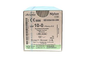 EE64100-30N | Fio Sutura Nylon 10-0  AG Espátula 3/8  Agulha 6 mm - Oftalmologia  (equivalente ao Mononylon 9023G)