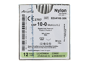 EE64100-30N | Fio Sutura Nylon 10-0  AG Espátula 3/8  Agulha 6 mm - Oftalmologia