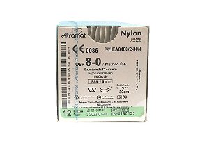 EA6480/2-30N | Fio Sutura Nylon 8-0 2x AG Espátula 1/4 6 mm - Oftalmologia (equivalente ao Mononylon 1714G)