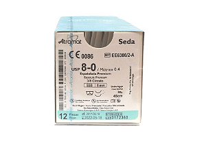 EE6380/2-A | Fio Sutura Seda 8-0 2x AG Espátula 3/8 6 mm - Oftalmologia (equivalente ao Seda-Silk 7819G)