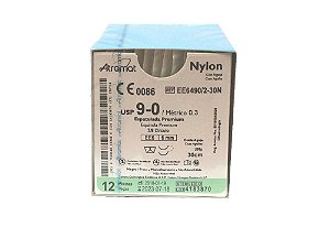 EE6490/2-30N | Fio Sutura Nylon 9-0 2x AG Espátula 3/8 6 mm - Oftalmologia (equivalente ao Mononylon 9013G)