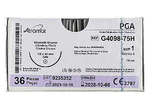G4098-75H | Fio Sutura PGA 1 AG Cil. 1/2 40 mm