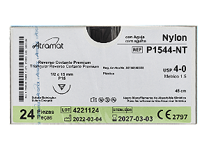 P1544-NT | Fio Sutura Nylon 4-0 AG Triang. 1/2 Circ. 15 mm