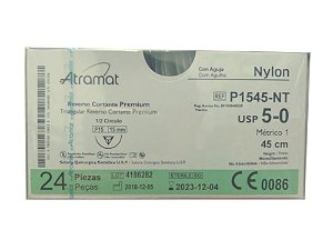 P1545-NT | Fio Sutura Nylon 5-0 AG Triang. 1/2 Circ. 15 mm (equivalente ao Mononylon P1661T)