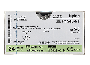 P1545-NT | Fio Sutura Nylon 5-0 AG Triang. 1/2 Circ. 15 mm