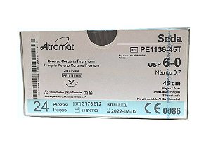 PE1136-45T | Fio Sutura Seda 6-0 AG Triang. 3/8 11 mm (equivalente ao Seda-Silk P639T)