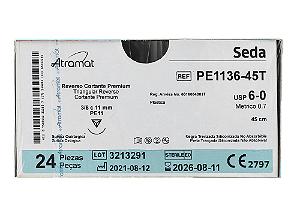 PE1136-45T | Fio Sutura Seda 6-0 AG Triang. 3/8 11 mm