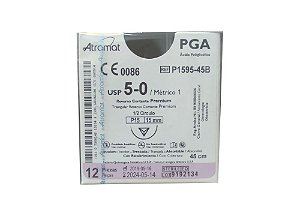 P1595-45B | Fio Sutura PGA 5-0 AG T. 1/2 Circ. 15 mm (equivalente ao Vicryl J106G)