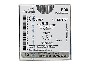 SR1775 | Fio Sutura Polidioxanona 5-0 AG Cil. 1/2 Circ. 17 mm