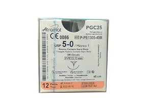 P-PE1305-45B | Fio Sutura PGC25 5-0 AG Triang. 3/8 13mm (equivalente ao Monocryl Y493G)