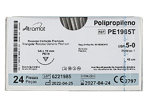 PE1965T | Fio Sutura de Polipropileno 5-0 AG. T. 3/8 Cir. 19 mm
