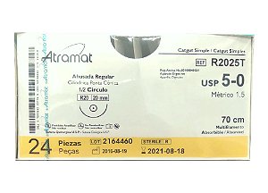 R2025T | Fio Sutura Catgut Simples 5-0 AG Cil. 1/2 Circ 20 mm (equivalente ao G320T)