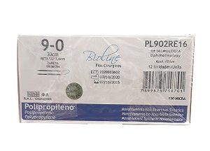 PL902RE16 | Fio Sutura Bioline Polipropileno 9-0 2 x AG Espátula Reta 16 mm - Oftalmologia