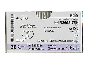 R2692-75H | Fio Sutura PGA 2-0 AG Cil. 1/2 Circ. 26 mm