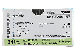 CE2441-NT | Fio Sutura Nylon 0 AG Triang. 3/8 24 mm