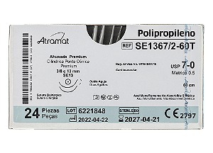 SE1367/2-60T | Fio Sutura Polipropileno 7-0 2x AG Circ. Cil. 13 mm