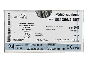 SE1366/2-60T | Fio Sutura Polipropileno 6-0 2x AG Circ. Cil. 13 mm