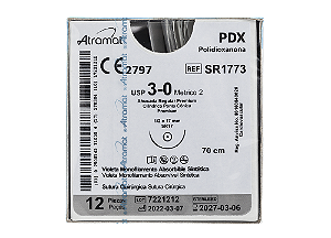 SR1773 | Fio Sutura PDX Atramat 3-0 AG Cil. 1/2 Circ. 17 mm