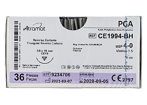 CE1994-BH | Fio Sutura PGA 4-0 AG T. 3/8 Circ. 19 mm