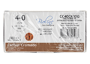 CC40CR30G | Fio Sutura Catgut Crom. 4-0 AG Cil. 1/2 30 mm