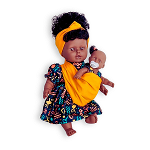 Boneca Ayana 40cm Corpo de Pano Mãe e Filha