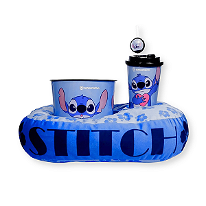 Kit Almofada Stitch Zona Criativa Pipoca Balde e Copo Disney