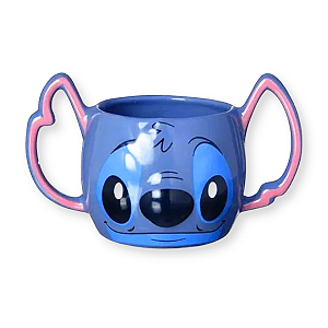 Caneca Stitch 3D Alça Dupla 450ml Disney Zona Criativa