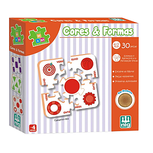 Jogo Educativo em Madeira Cores e Formas Coleção Be a Bá NIG