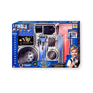 Brinquedo Infantil Kit Barbeiro Vip 10 Peças com Secador