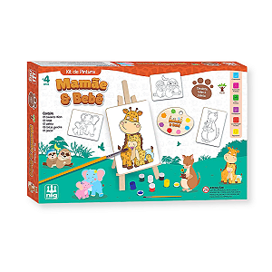 Kit de Pintura Infantil Mamãe e Bebê Completo com Cavalete
