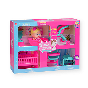 Kit Casinha Little Dolls com Boneca e Acessórios