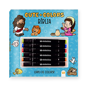 Livro de Colorir Cute Colors com 6 Canetas - Bíblia