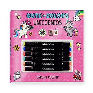 Livro de Colorir Cute Colors com 6 Canetas - Unicórnios