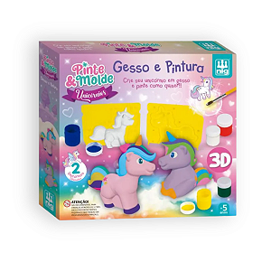 Kit Pinte e Molde Unicórnios Gesso 3D NIG