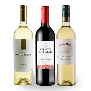 KIT ESSÊNCIA DO DIA - Viento del Mar Cabernet Sauvignon, Cousino /macul Don Luis Sauvignon Blanc, Los Haroldo Torrontés